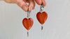 Red Jasper Heart Earrings. Monte Alban Bells Sterling Silver.