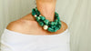 Amazonite and Silver Multistrand Necklace. - Aadya Bazaar