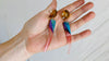 Intarsia Earrings. Amber, Chrysocolla & Sterling REPAIRED