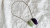 Amethyst Druzy, Prehnite & Quartz Crystal Necklace. Sterling Silver. Medicine Necklace. 1281.