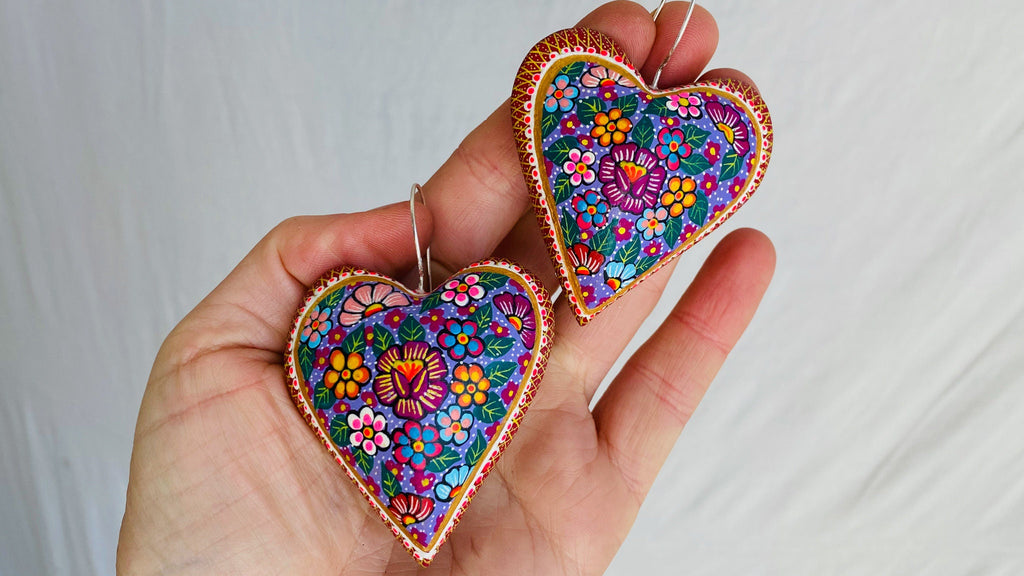 Alebrije Heart Earrings. Sterling Silver. Atelier Aadya. 0434 - Aadya Bazaar