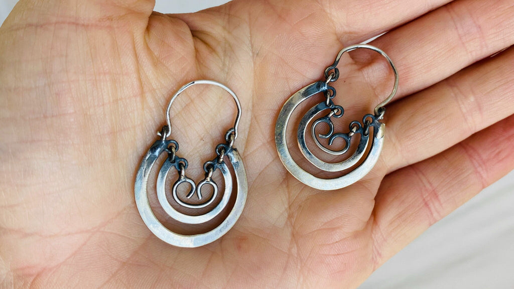 Moon Earrings Mexican Sterling Silver Filigree From Taxco .925 – CARAPAN,  MEXICAN ART GALLERY SINCE 1950.