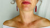 Santo Domingo Pueblo Long Coral Slab Earrings. Native American