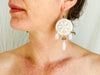 Carved Gourd Earrings. Pearl, Silver & Fluorite. Oaxaca, Mexico.