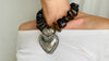 Amber Beaded Necklace, Milagro Sacred Heart Pendant. Sterling Silver.
