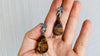 Amber Heart & Sterling Silver Cast Hands Earrings. 0447