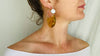 Large Amber Earrings. Sterling Silver Ear Wire. 0236