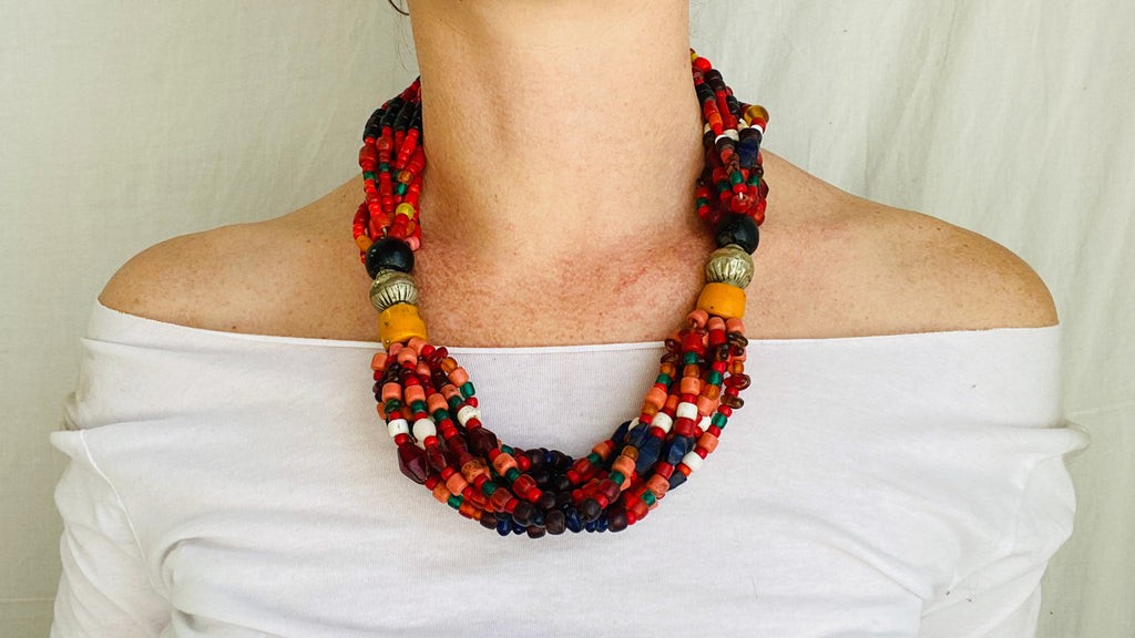 Balochi Multi-strand Tribal Beaded Necklaces .