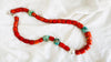 Coral, Amazonite and Silver Beaded Necklace. - Aadya Bazaar