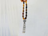 Monte Alban Pendant on Amber Necklace. Sterling Silver. Mexico. - Aadya Bazaar
