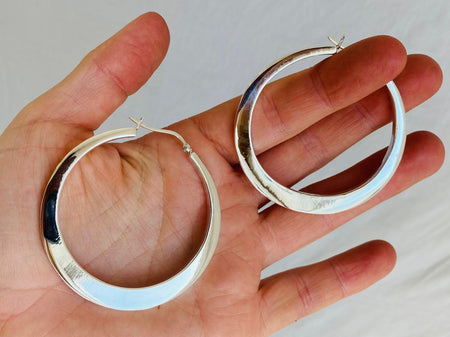 Shiny Silver Hoop Earrings. Sterling Silver. Atelier Aadya