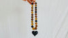 Amber Beaded Necklace, Barro Negro Heart Pendant. Chunky - Aadya Bazaar