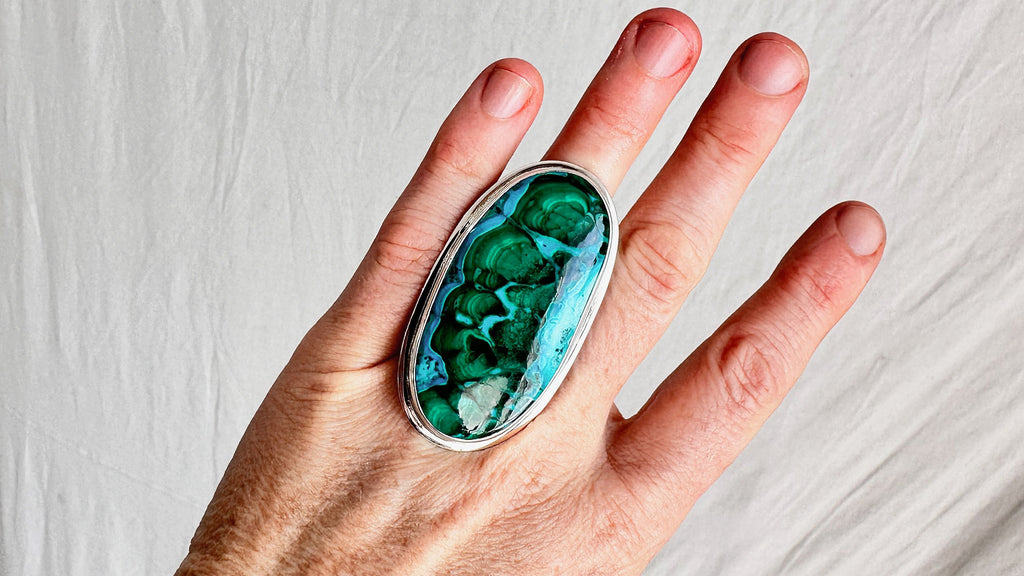 Azurite malachite ring sales