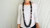 Long Amber, Fluorite & Silver Necklace. - Aadya Bazaar