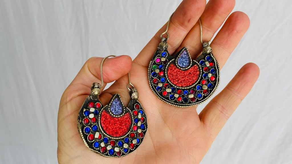 Afghan Earrings. Glass Inlay