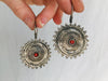 Vintage Uzbek Bukhari Earrings. Silver and Coral. - Aadya Bazaar