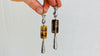 Amber Drop & Sterling Silver Cast Hands Earrings. 0418