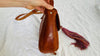Leather Bag. Adjustable Strap. Zinacantan Tassels