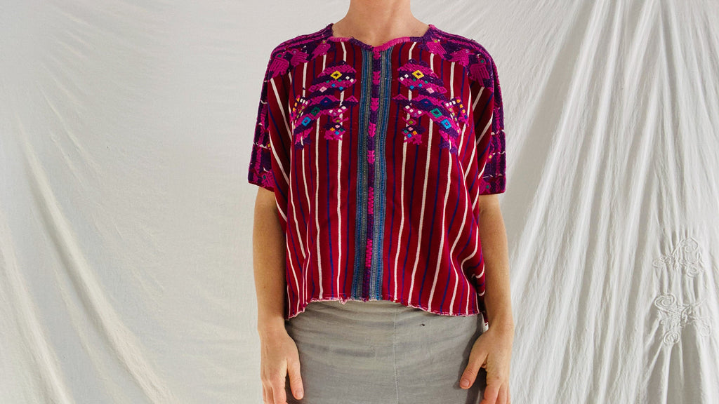 Vintage Guatemala Huipil. Xenacoj. Hand-Woven & Embroidered