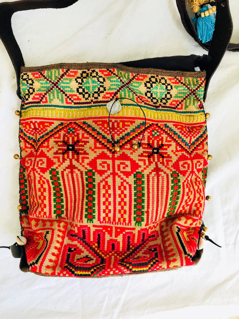 Large Vintage Hmong Embroidered Bag from Thailand