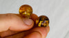 Large Amber Barbell Earrings. Double Sided. #7