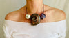 Ammonite, Fluorite and Sterling Silver Pendant Necklace. 1214