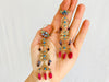 Vintage Uzbek Bukhara Vermeil Filigree Earrings. Semi-Precious Stones. - Aadya Bazaar