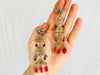 Vintage Uzbek Bukhara Vermeil Filigree Earrings. Semi-Precious Stones.
