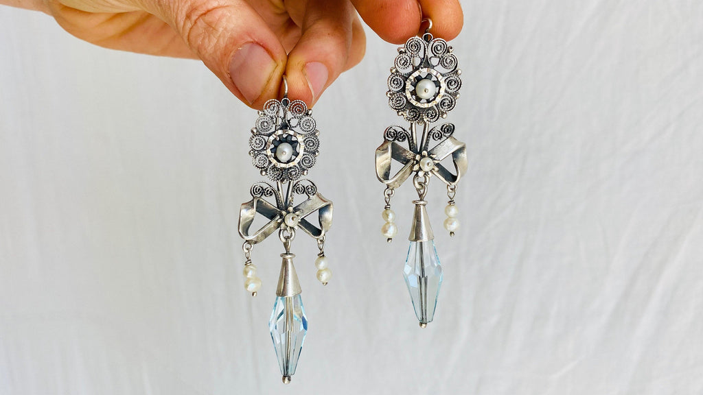 Vintage Filigree Earrings. Oaxaca. Mexico. Frida Kahlo - Aadya Bazaar