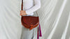 Leather Bag. Adjustable Strap. Zinacantan Tassels - Aadya Bazaar