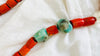 Coral, Amazonite and Silver Beaded Necklace. - Aadya Bazaar