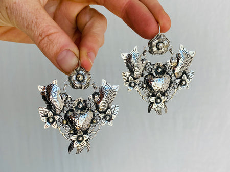 Taxco Earrings. Sterling Silver. Mexico. Frida Kahlo
