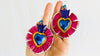 Hojalata Tin Mexican Heart Earrings. Silver Earwire - Aadya Bazaar