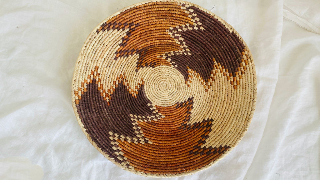 Kuchi Tribal Round Flat Basket. 0340