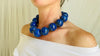 Lapis Beaded Necklace. Huge Spheres.