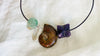 Flourite Skull, Ammonite, Quartz and Amethyst Necklace. Sterling Silver. Medicine Necklace. 0721