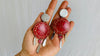 Carved Gourd and Sterling Silver Earrings. - Aadya Bazaar