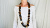 Long Amber & Silver Necklace. Chunky. Southwest Style.