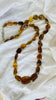 Long Amber & Silver Necklace.