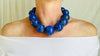Lapis Beaded Necklace. Huge Spheres.