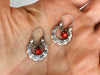 Guatemalan Earrings Hoops. Sterling Silver & Coral. Mayan. - Aadya Bazaar