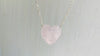 Rose Quartz Heart on a Silver Chain. Fine Silver. - Aadya Bazaar