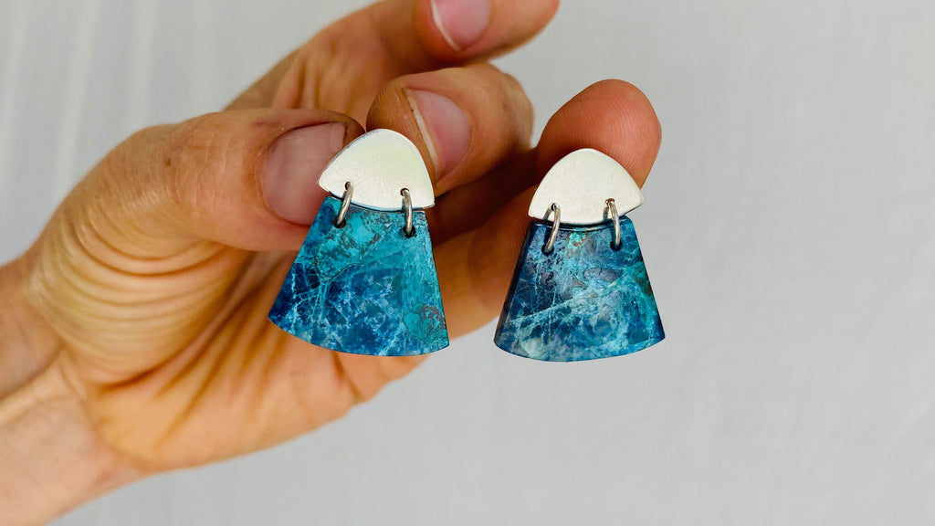 Chrysocolla and Sterling Silver Earrings