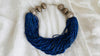 Lapis Lazuli, Amber & Silver Necklace. Multi Strand - Aadya Bazaar