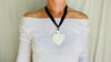 Cast Milagro Necklace. Sacred Heart. Silk Satin Ribbon. - Aadya Bazaar