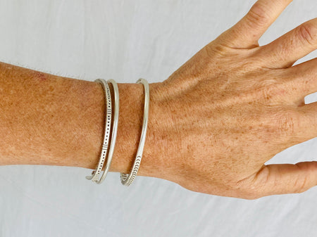 Trio of Three Silver Bangles from the Karen Hill Tribe of Thailand - Aadya Bazaar