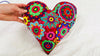 Hand-Embroidered Heart PIllow. Throw Pillow