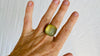 Prehnite Gold and SIlver Ring. Size 7.5