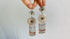 Antique Uzbek Bukhara Silver Earrings. Turquoise & Coral. 0471