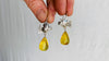 Amber Drop & Bird Earrings. Sterling Silver. 0447